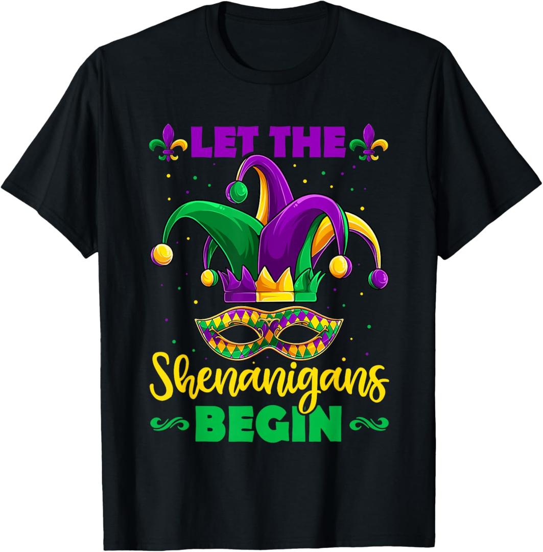 Let The Shenanigans Begin Mardi Gras Children Men Women T-Shirt, Size: M