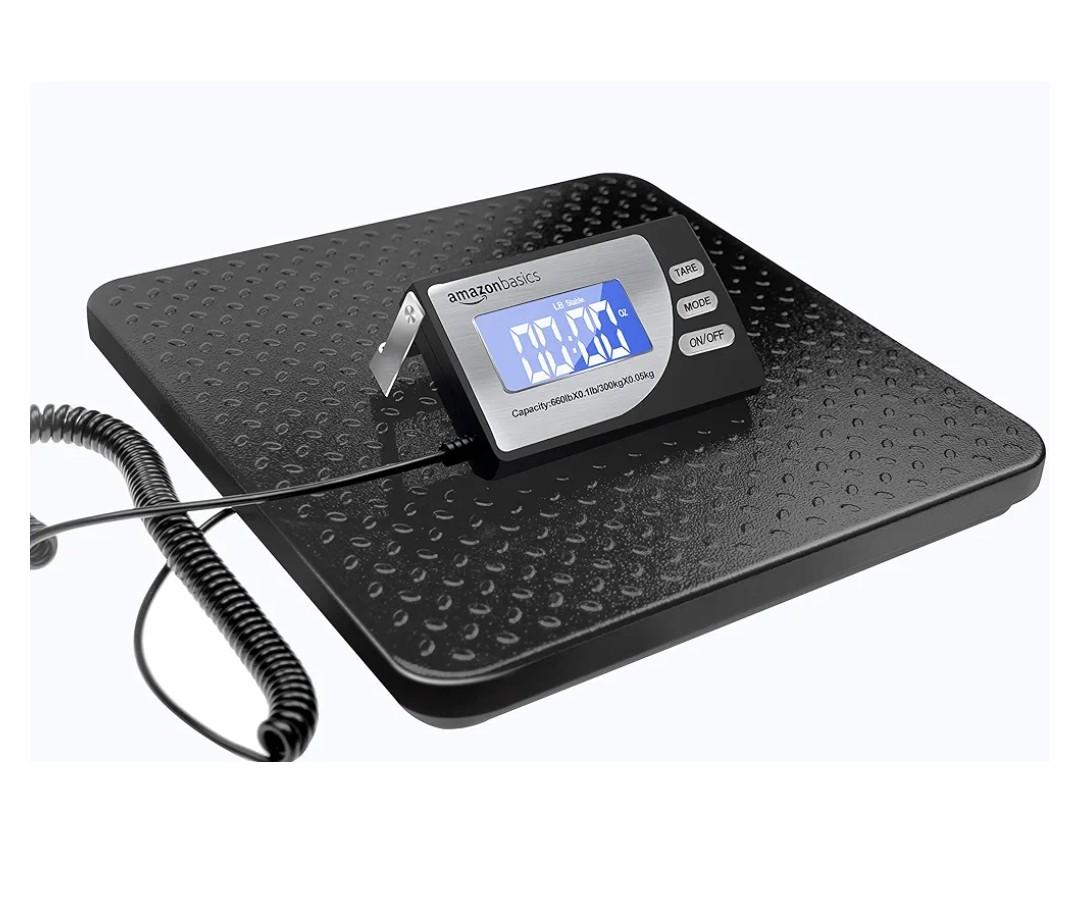 Amazon Basics Digital Postal Scale, Heavy Duty with Aluminum Platform - 660 Pound Capacity, 1 Ounce Readability
