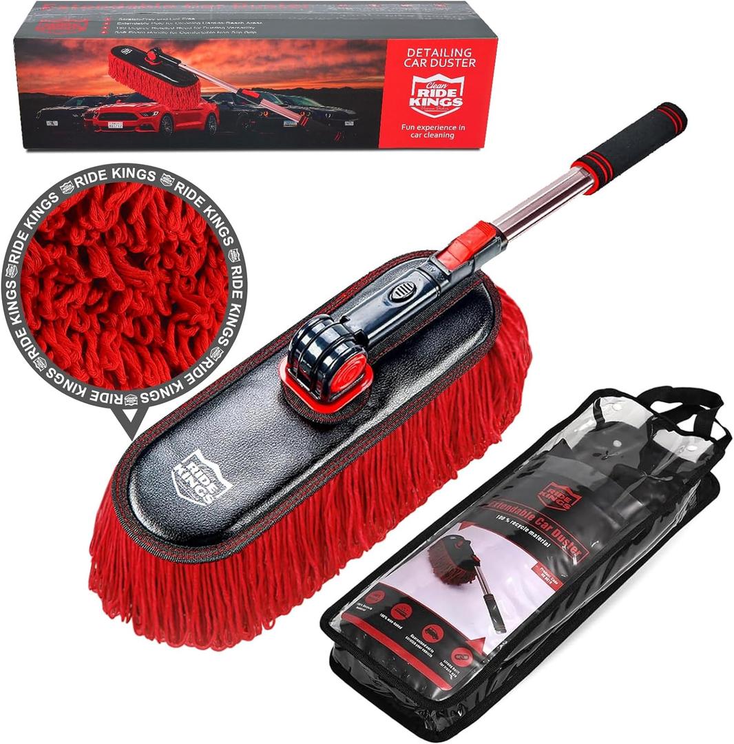 Car Duster Exterior Scratch Free,Soft Car Brush Kit for Car,Truck,SUV,RV and Motorcycle,Wax Cotton Hair With Extendable Handle,Duster for car Cleaning,Dust Pollen Removing,No Lint