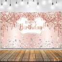 KatchOn, XtraLarge Rose Gold Happy Birthday Banner - 72x44 Inch | Birthday Decorations for Girls, Women | Hbd Banner for Princess Party Decorations | Rose Gold Party Decorations