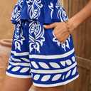 Women's Floral 2 Piece Summer Beach Set Boho Stretchy Straps Square Neck Ruffle Top Shorts with Pocket Set (X-Large, Colorful Blue)