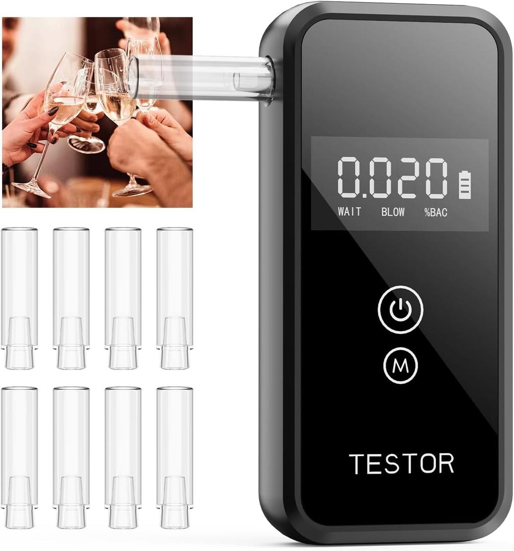 Breathalyzers, Professional-Grade Portable Breathalyzers for Alcohol High-Accuracy Alcohol Breathalyzer Tester for Personal and Home Party Use with 8 Reusable Mouthpieces
