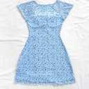 WDIRARA Women's Floral Square Neck Ruffle Sleeve Dress Vacation Short Dresses Blue Large (Blue)