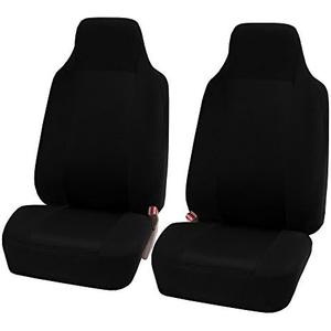 FH Group Car Seat Covers High Back Classic Cloth Front Pair Set with Gift, Easy to Install - Universal Fit for Cars, Trucks & SUVs (Black) FB102102
