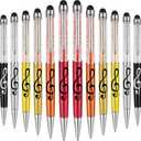 Outus 11 Pcs Music Stylus Pens 2-in-1 Retractable Touch Screen Crystal Musical Note Ballpoint Pen with Stylus Tips Music Teacher Student Gift Party Favor(Bright colors)