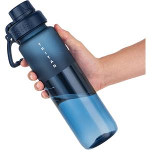 OLDLEY 32oz Frosted Clear Water Bottle, BPA-Free Tritan Plastic Reusable Water Bottle with Fast-Flow Spout Lid, Wide Mouth Leakproof Sports Drinking Bottle for Gym, School, Travel, Midnight Blue