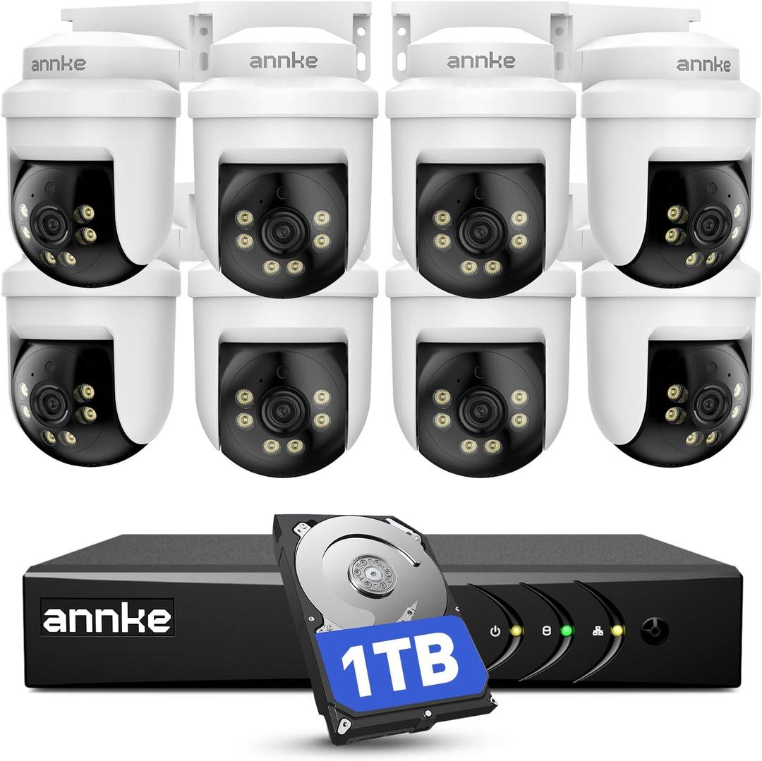 ANNKE 8 Channel Wired Security Camera System, 8 x 5MP Outdoor Cam, 1TB HDD