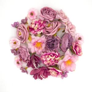 TACOLO Artificial Flowers for Crafts, 24 Pcs Faux Flowers Heads Bulk, Silk Flowers Heads Fake Rose Daisy Peony Faux Flowers for Hair Decoration, Home Wedding, Wreath Making (Orange)