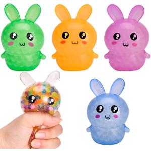 Easter Basket Stuffers for Teens Adults: 5 Pack Squishy Bunny Stress Balls - Easter Gifts Basket Essentials - Stress Relief Fidget Balls - Novelty Ideas Gifts