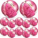 Lewtemi 12 Pcs Inflatable Sequins Beach Balls 24 Inch 16 Inch Giant Confetti Shiny Balls Swimming Pool Beach Toys for Summer Party Decor Glow in the Dark Pool Party(Pink)