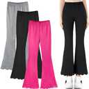 3 Pcs Girls Flare Leggings Mid Waisted Bell Bottom Yoga Pants (12-13 Years, Black/Rose/Gray)