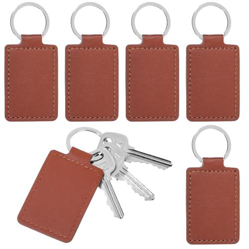 Qianyu 25 Pcs Blank Leather Keychains PU Key Fobs with Ring Rectangular Leather Key Fob Universal Keys Chain Holder Keychain Kit for Keychains Making DIY Craft Working Supplies Gifts Birthday