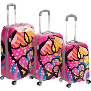 Rockland Vision Hardside Spinner Wheel Luggage, Pink, Multicolor, 3-Piece Set (20/24/28)