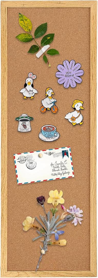 TORASO Cork Board Bulletin Board, Corkboard for Walls with Rustic Brown Frame, Large Wall Mounted Cork Board with Installation Kit,11.8" x 35.4" Pin Tackboard for Home,Office, School (RMB-RB-3090)