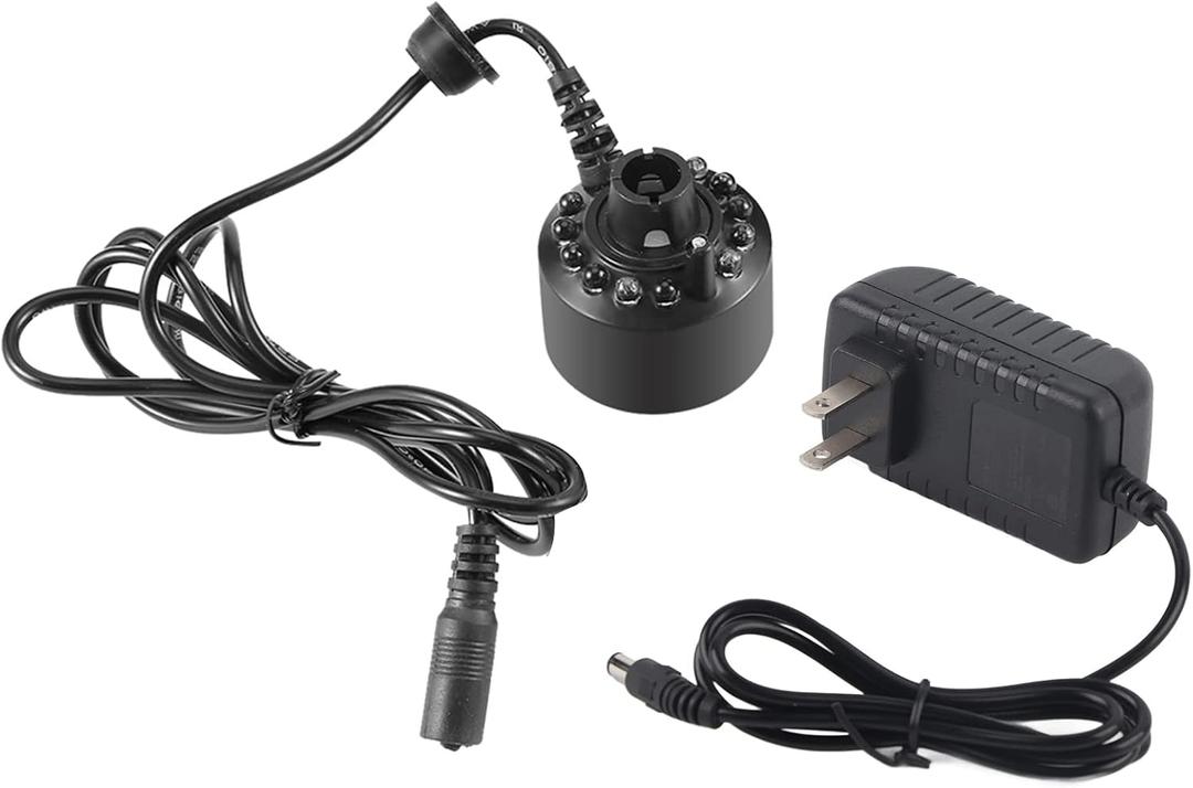 Aramox 12LED Colorful Mist Maker Water Fountain Pond Power Adapter US Plug (US Plug 110V)