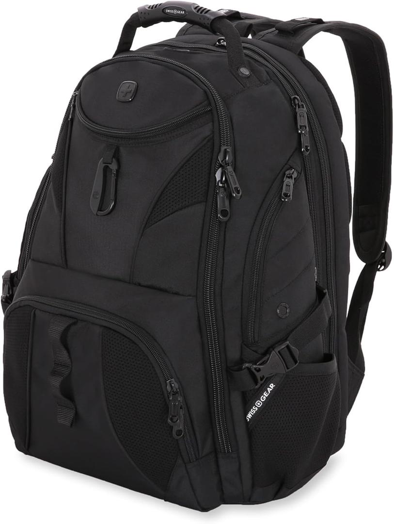SWISSGEAR 1900 ScanSmart TSA Laptop Backpack Fits 17 Inch Laptop with RFID Protection and Tablet Pocket, Black/Black, 19-Inch