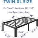14 Inch High Platform Twin XL Bed Frames No Box Spring Needed, Metal Twin XL Bed Frame, Noise Free, Easy Assembly, Heavy Duty, Black