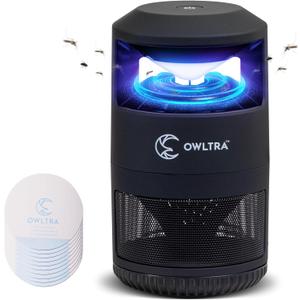 OWLTRA IMT-L60 Indoor Electric Insect Trap, Catcher & Killer Lamp for Fruit Flies, Mosquitos, Moths, Gnats, and More with UV Light Attraction and Fan Suction, Black