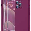 BossKiss Compatible with iPhone 14 Pro Max Case, Silicone Upgraded [Camera Protection] [2 Pcs 9H Screen Protector], Soft Anti-Scratch Microfiber Lining, 6.7 inch, Wine Red
