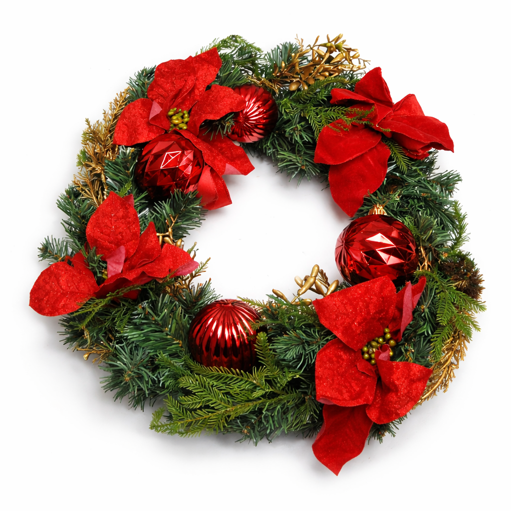 17 Inch Artificial Christmas Wreath for Front Door Decoration for Winter Outdoor Wall Home Holiday Xmas Decor