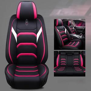 HIYUSEN-YDK Leather Car Seat Covers, Faux Leatherette Automotive Vehicle Cushion Cover for Cars SUV Pick-up Truck Universal Fit Set for Auto Interior Accessories (Black-Rose)