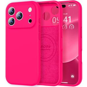 Vooii Magnetic for iPhone 17 Pro Case, Compatible with Magsafe (Premium Liquid Silicone) (Integrated Camera Control Button) Full Body Protective Anti-Scratch Microfiber Lining 6.3", Hot Pink
