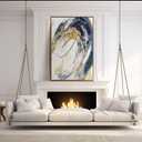 Large Wall Art Framed Artwork Gold Wall Decor Living Room Decorations Blue Wall Decor Abstract Painting Gold Line Artwork Line Office Decor Ready to Hang 32X48 Inch