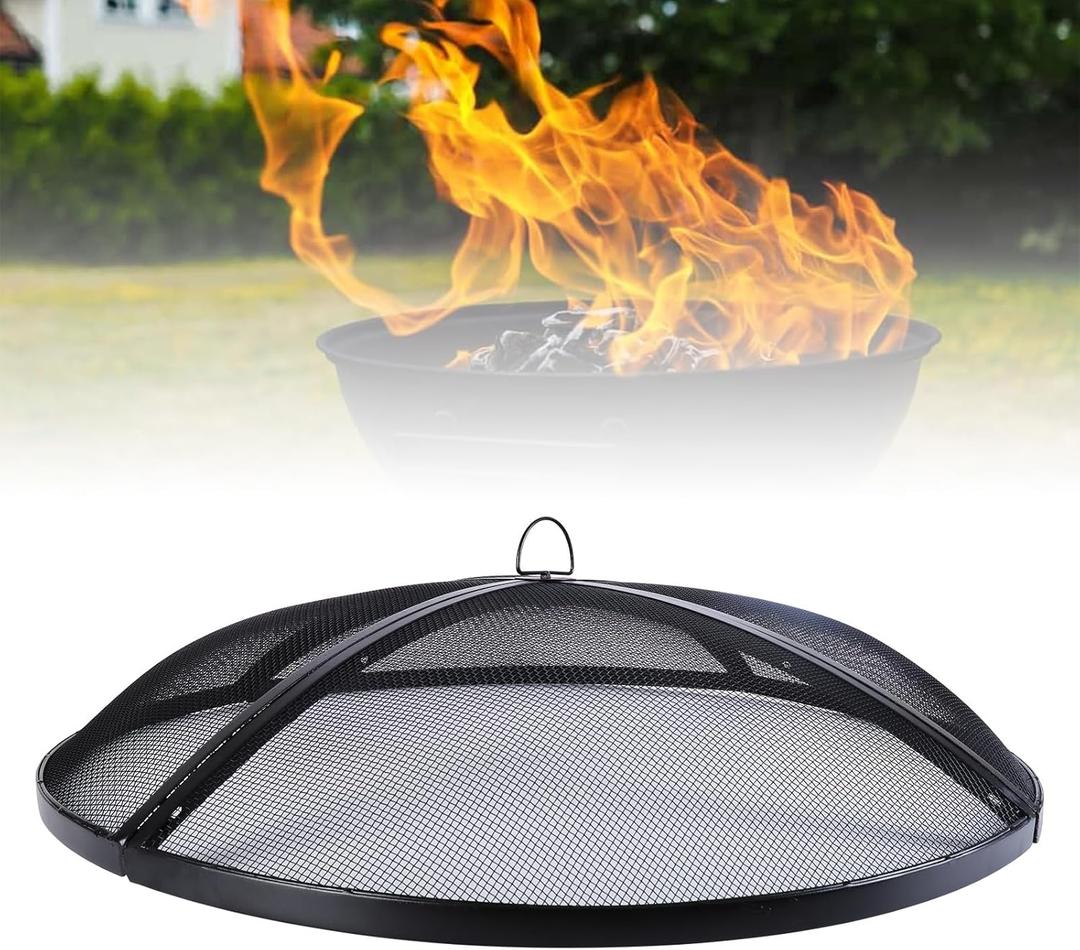 JINIHFW Fire Pit Spark Screen,Fire Pit Screen 40 inch Round,Outdoor Fire Pit Spark Screen Guard Accessory,Mesh Design Spark Guard Perfect for Patio Fire Pit,Outdoor Backyard Heavy-Duty Round Firepit