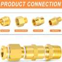 GASHER 15PCS Brass Pipe Fitting, Hex Bushing, Reducer Adapter, Reducing Hex Nipple 3/8 Inch NPT x 1/4 Inch NPT