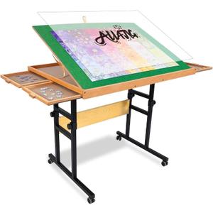 ALL4JIG 1500 Piece Jigsaw Puzzle Table with Legs,25"x34"Adjustable Puzzle Tables for Adults, 3-Tilting-Angle Portable Wooden Jigsaw Puzzle Board Portable with 4 Drawers & Cover Birthday Gift for mom