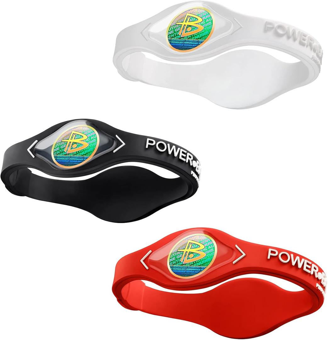 Power Balance the Original Genuine Performance Wristband, Silicone rubber Wristbands Bracelets Sports Bracelet Wristband for Men Women, Power 3 Pack Bangles, Safe Waterproof Lightweight Durable, Size of M+M+LM 19.0CM/L 20.5CM