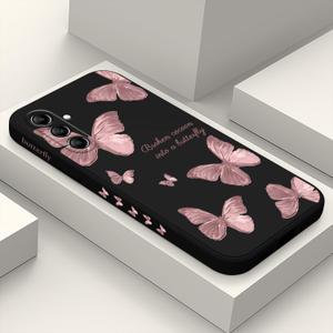 for Samsung Galaxy A55 5G Case Creative Design Flower Pattern A55 5G Case Slim Soft Silicone Protective Samsung A55 5G Phone Cover 6.6 inch-Butterfly Black