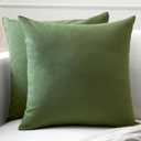 Throw Pillow Covers 24x24 in Set of 2 Leaf Green | No Inserts | Cotton Pillow Covers for Living Room, Bed, Sofa, Couch | Decorative Cushion Covers with Improved Zipper