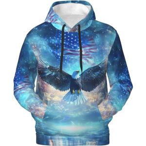 Unisex Cool 3D Hoodies Pullover Novelty Print Sweatshirt Funny Graphic Hooded With Pocket for Men Women Teens S-4XL (Blue, XXL)