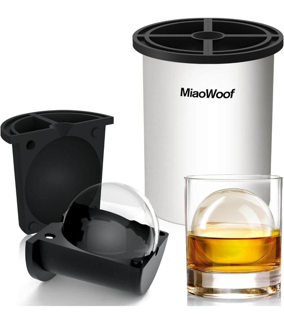 Clear Ice Cube Maker, 2.5 Inch Stainless Steel Crystal Large Clear Ice Ball Maker, Silicone Ice Cube Mold for Cocktails, Drinks & Bourbon, Whiskey Gifts for Men (1 Pack)