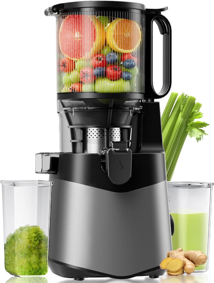 Cold Press Juicer, 5.3" Extra Large Feed Chute Fit Whole Fruits & Vegetables, 350W Slow Masticating Juicer Machines, Easy to Clean, High Juice Yield