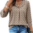 WIHOLL 3/4 Length Sleeve Womens Tops Dressy Casual Blouses Summer Spring Trendy Business Outfits Fashion Clothing (X-Large, Geometric)