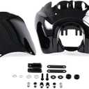 Headlight Fairing Cover with 15'' Gloss Black Windshield Fits For Harley Dyna, Super Glide T-Sport FXDXT, FXR