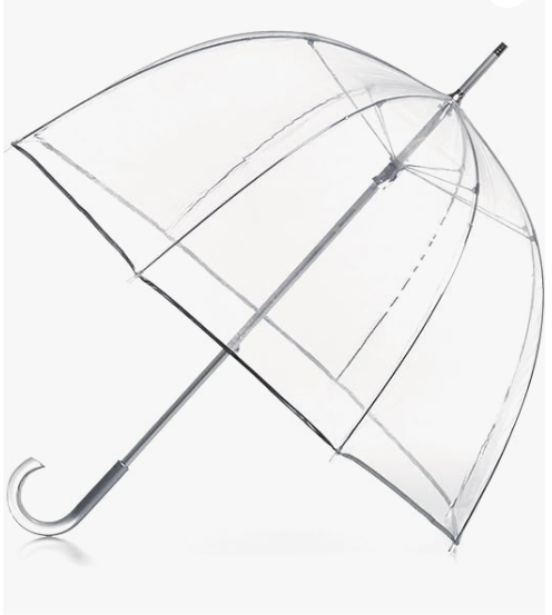 Totes Adult Clear Bubble Umbrella with Dome Canopy and Lightweight Wind and Rain Protection