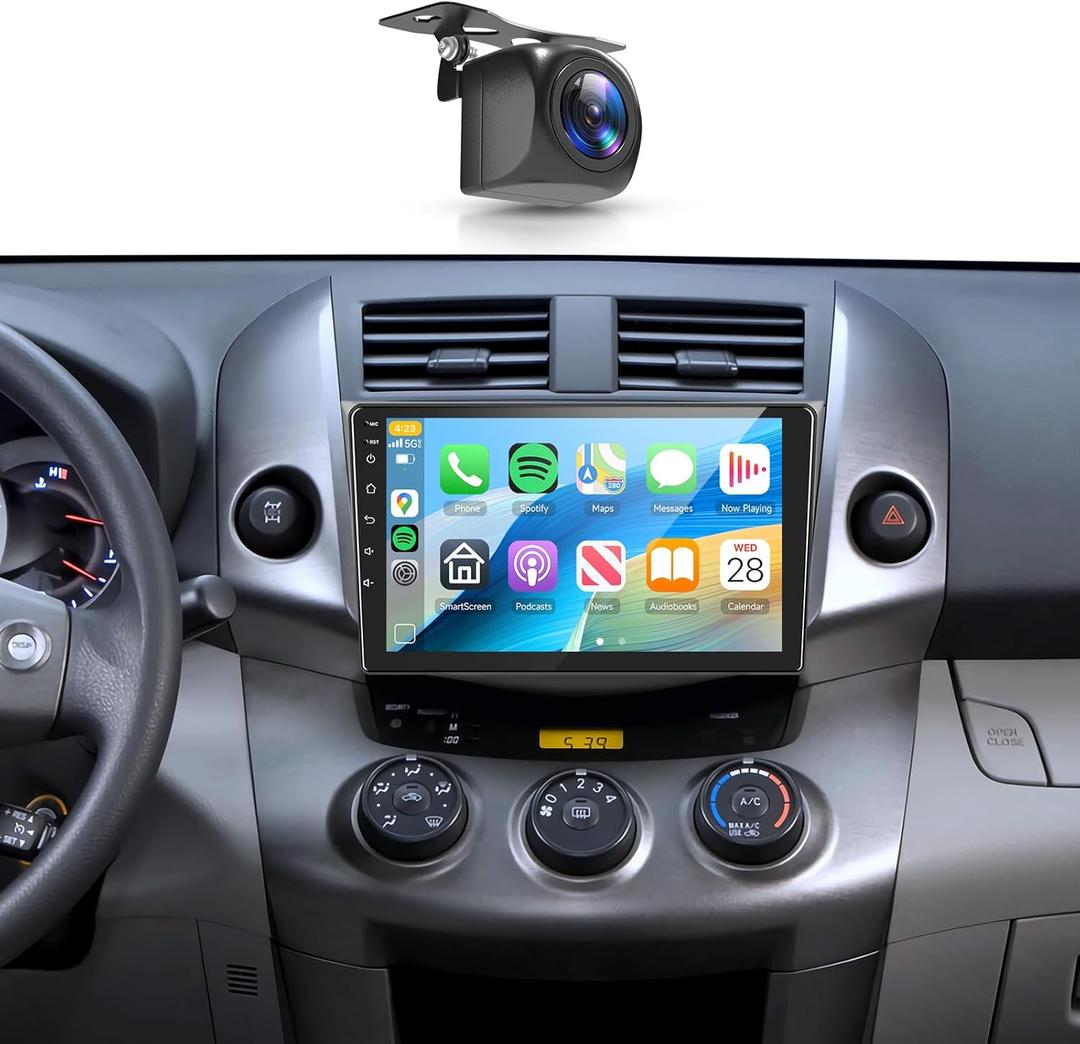 8Core4+64G Car Stereo for Toyota RAV4 2006-2012 Wireless CarPlay/Android Auto Android Radio with Qualcomm 9" IPS Touch Screen,BT5.1,DSP Hi-Res,GPS,SWC,Backup Camera for Toyota RAV4 Radio