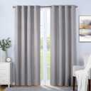 SUN+BLK Nantes Luxury Insulated Total Blackout Grommet Single Curtain Panel, Noise Reducing, Light Blocking, Light Gray, 52x84
