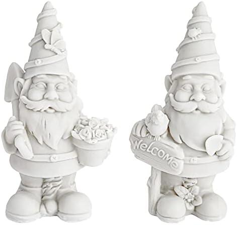 Bright Creations Ceramics to Paint for Adults DIY Gnome Kit - 2-Pack White Resin Gnomes, 5 in