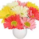 8 Pcs Artificial Gerbera Daisy Flowers Multiclor PU Artificial Fake Daisies Real Touch Bouquet with Stems for Home Arrangements Vase Wedding Birthday Party Office DIY Floral Decorations (Colored)