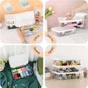 BTSKY 2 Pack Clear Plastic Storage Box with Handle & Flap Lid, Portable Craft Organizers and Storage Box Art Supply Storage Organizer Multipurpose Plastic Sewing Box for Beads Pencils Sticky Notes