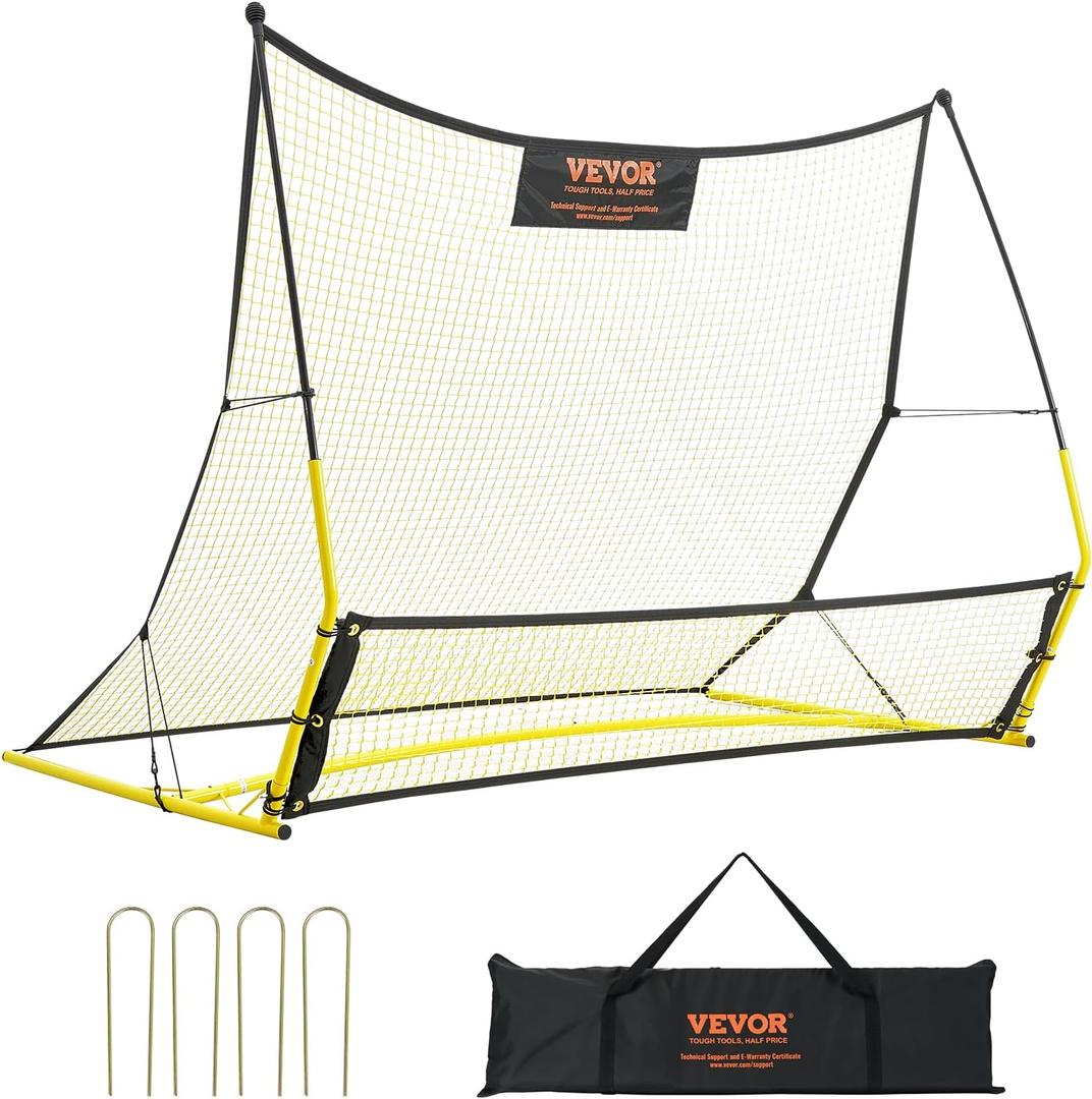 VEVOR Soccer TrainerPortable Soccer Rebounder Net, Iron Soccer Practice Equipment, Sports Football Rebounder Wall with Portable Bag, Perfect for Team Solo Training, Passing, Volley (6x4ft)