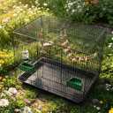 20-inch Bird Cage,Foldable Medium Small Parrot Parakeet Bird Cages for Parrots Canaries Cockatiels Lovebirds Finches Budgies Conures Pet Metal Birdcage with Slide-Out Tray and 4 Pcs Bird Toys