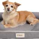 Friends Forever Orthopedic Dog Bed, Memory Foam Pet Sofa, Calming Dog Couch, Water Resistant Pet Bed, Washable Cover, Non-Slip Bottom, Chester, Grey, 25" x 20" x 5.5"