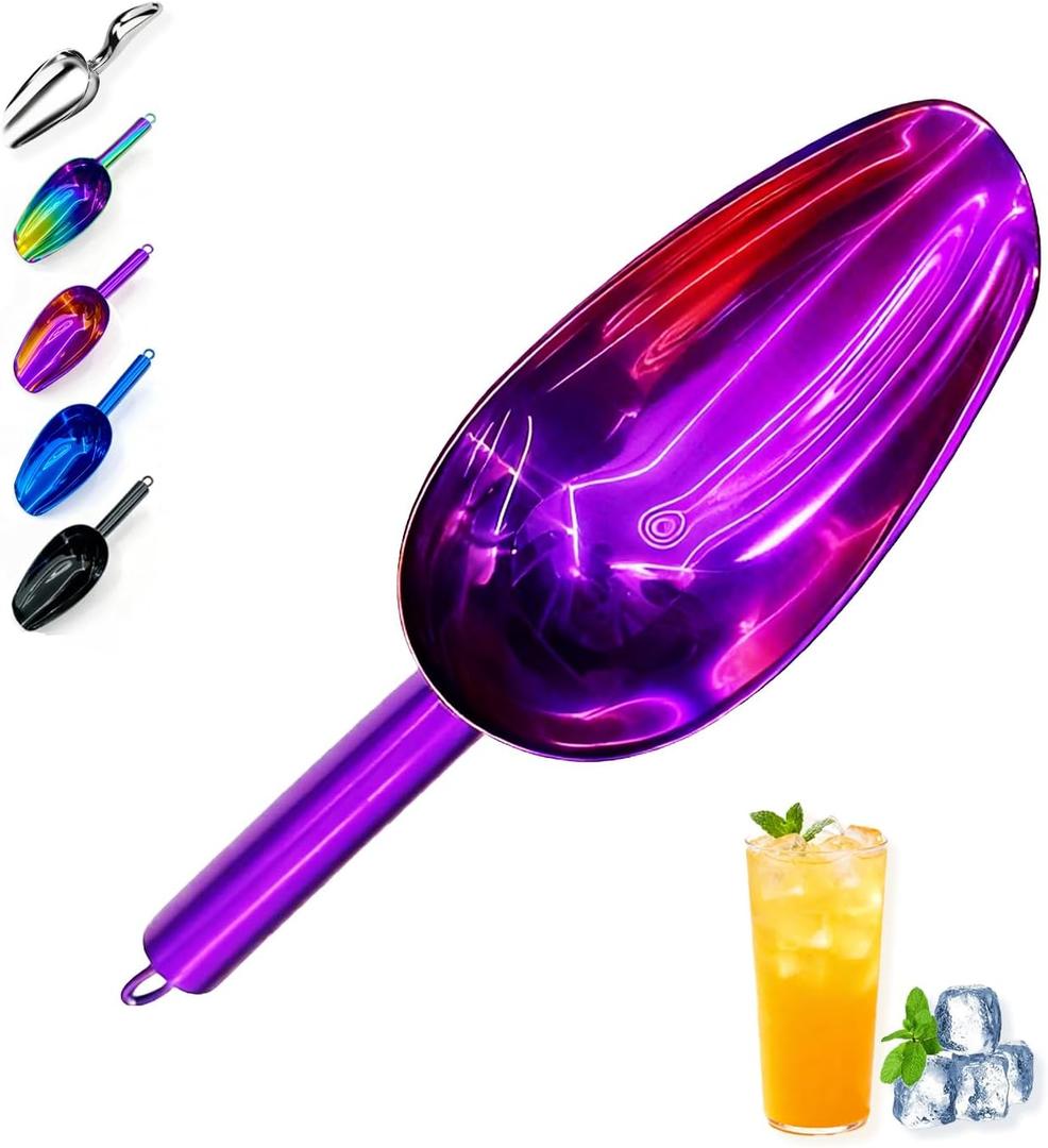 Metal Ice ScoopKitchen Ice Scooper for Ice Maker,Stainless Steel Small Ice Scooper for FreezerKitchen Gadgets Cookie Flour Pet Dog Food Scoop (Purple, 3 OZ)