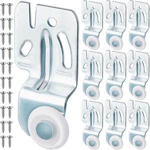 Blulu 10 Pcs Sliding Closet Door Roller Hardware Kit 7/8 Inch Sliding Roller Wheel with 1/2 Inch Offset for Top Hung Bypass 3/4" to 1-3/8" Thick Wardrobe Kitchen Doors