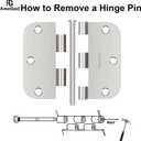 Door Hinges Brushed Nickel - 30 Pack Nickel Door Hinges 3.5 Inch Rounded Interior Satin Nickel Door Hinge with 5/8" Radius - Flat Iron Residential Standard 3 1/2 Inches Silver Door Hardware